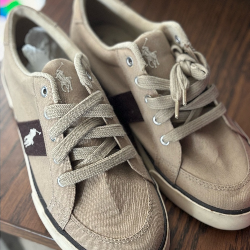 Vintage Polo by Ralph Lauren Tan Canvas Sneakers Retro-Inspired